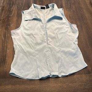 DCC STRETCH BLUE ZIP BLOUSE SIZE LARGE